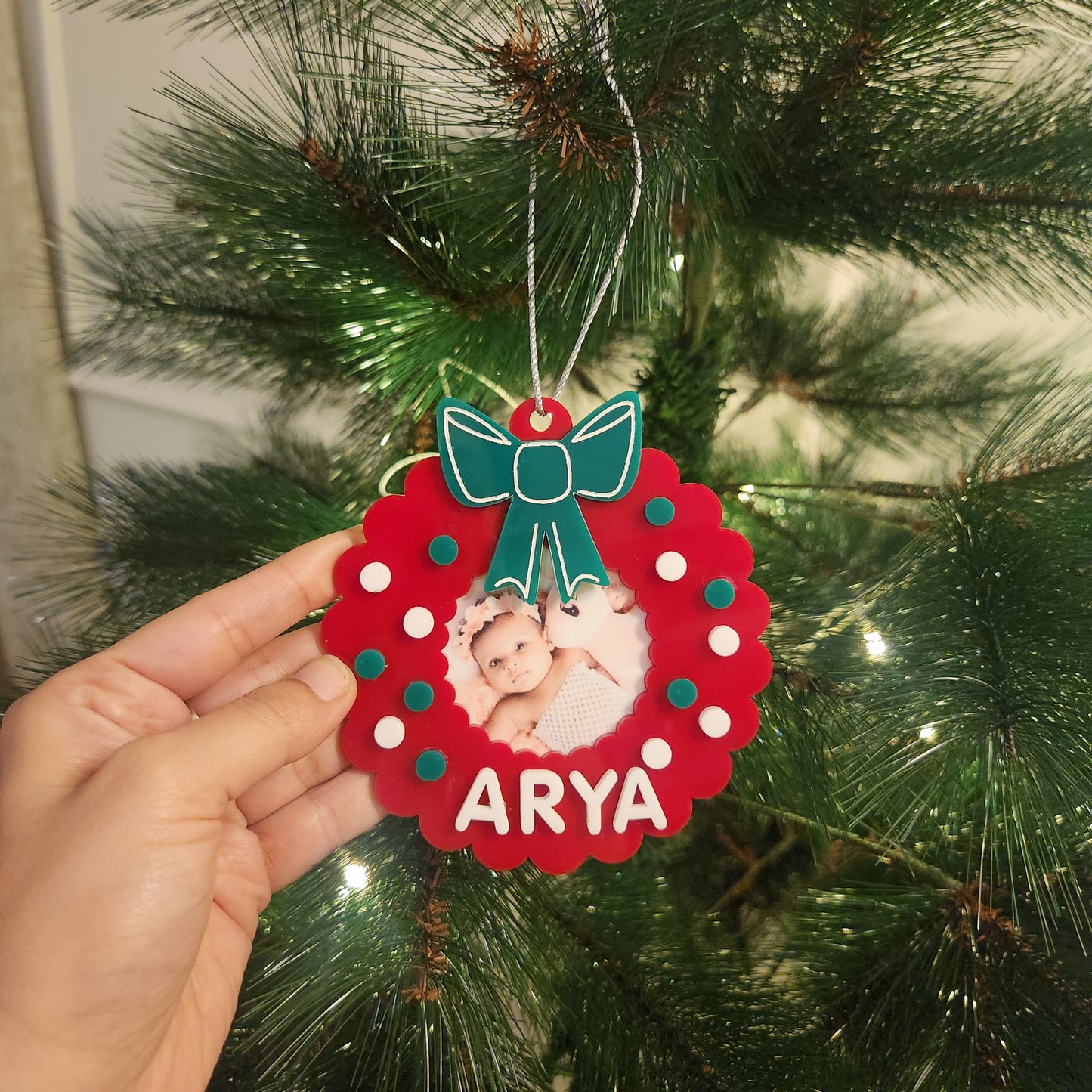 PHOTO ORNAMENT WITH A BOW