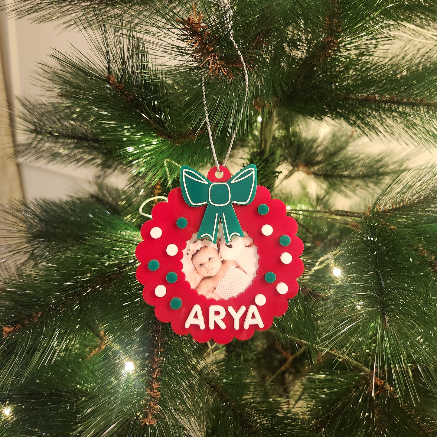 PHOTO ORNAMENT WITH A BOW
