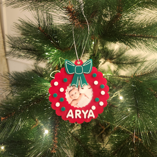 PHOTO ORNAMENT WITH A BOW