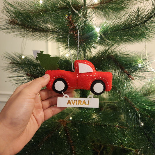 SANTA TRUCK CHRISTMAS ORNAMENT