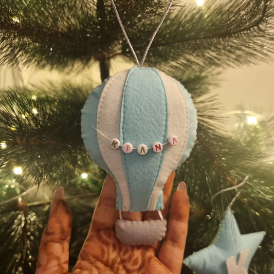 HOT AIR BALLOON CHRISTMAS ORNAMENT- BLUE