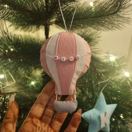 HOT AIR BALLOON CHRISTMAS ORNAMENT- PINK