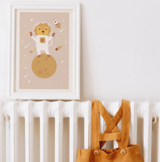 Lion Astronaut Nursery Wall Art | Catss in Space Poster
