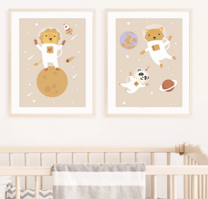 Lion Astronaut Nursery Wall Art | Catss in Space Poster
