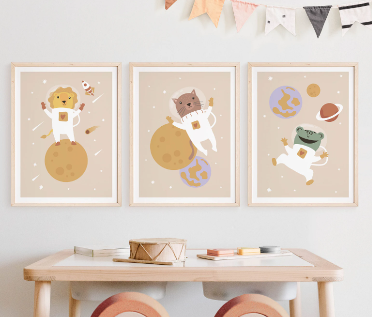 Lion Astronaut Nursery Wall Art | Catss in Space Poster